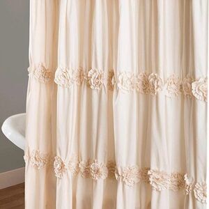 Elegant Ivory Boho Shower Curtain ( New)
